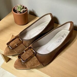 Le Matin Camel‎ Leather Buckle Pointy Toe Ballet Flats  Size  9  (40)